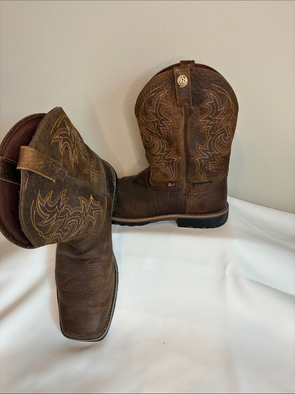 Justin Boots Brown Leather Cowboy Western Work Boots